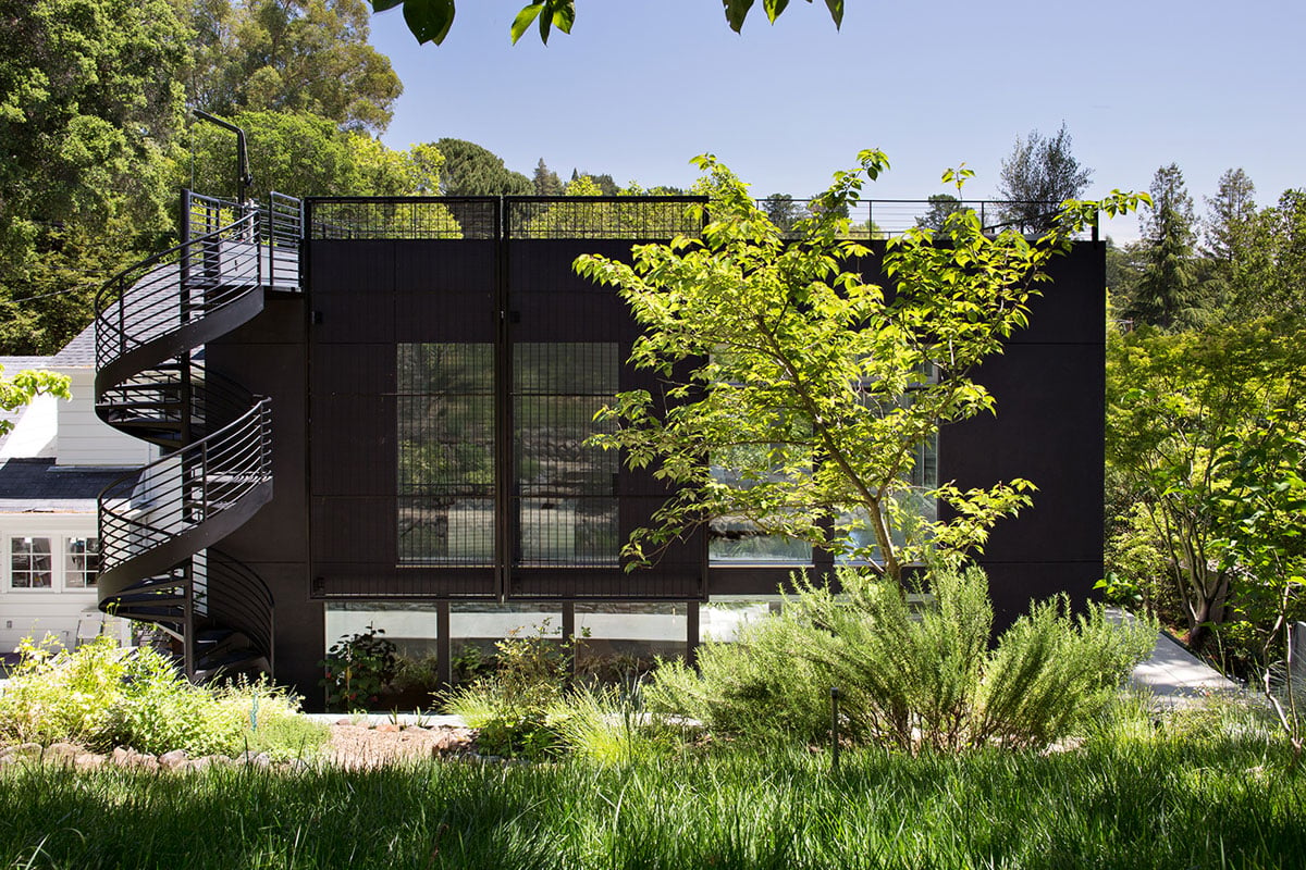 Minimal Modern Addition Home with Dark Grey Stuccoed Walls by Klopf Architecture-01
