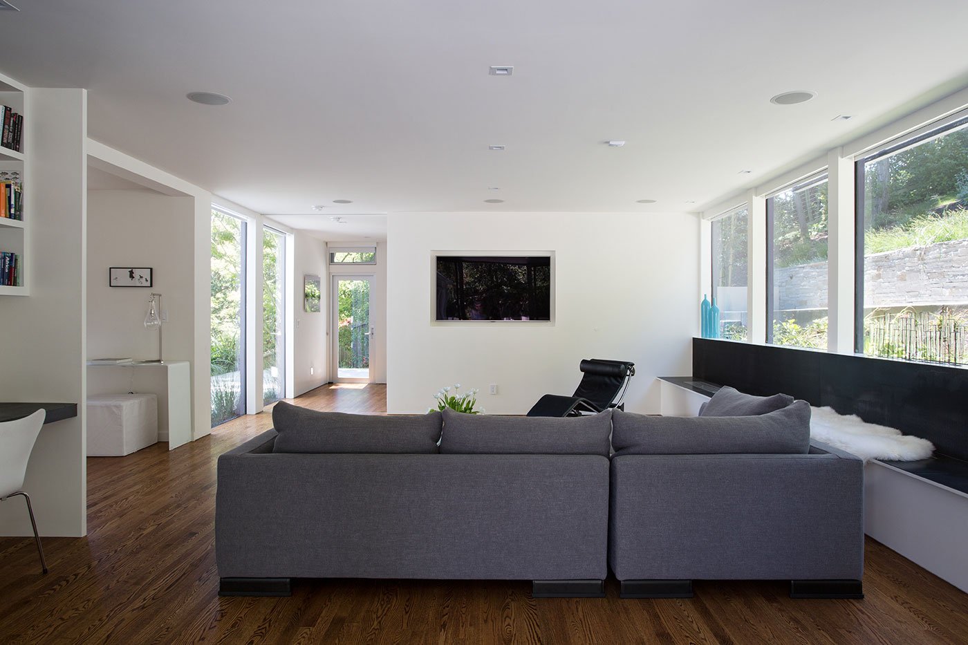 Minimal Modern Addition Home with Dark Grey Stuccoed Walls by Klopf Architecture-07