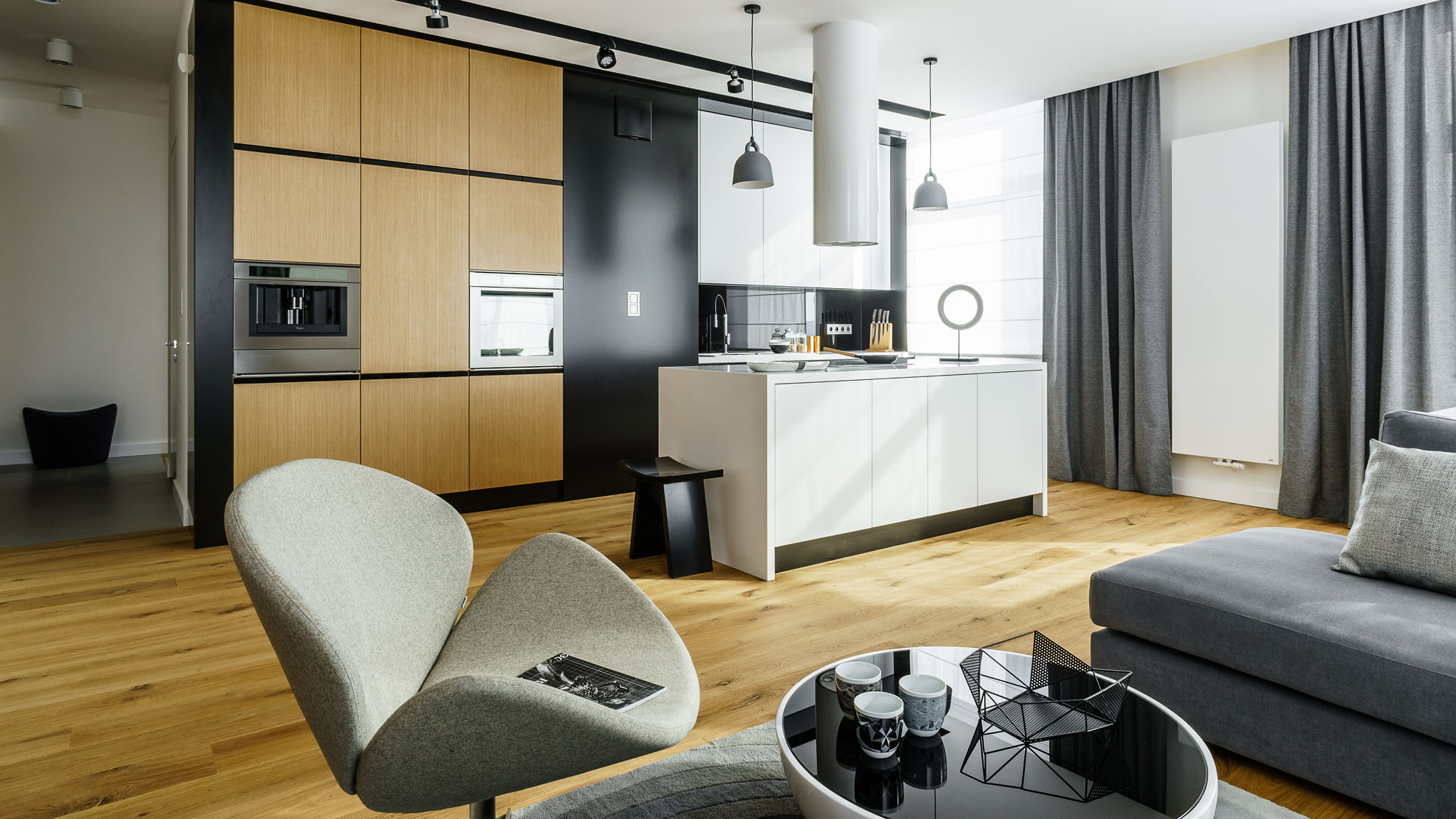 Modern Metallic, Wooden, White Theme Three Bedroom Apartment in Gdynia by Dragon Art-07