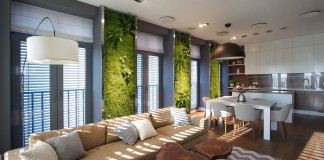 Green Grass Walls Apartment by SVOYA Studio