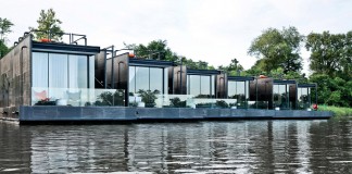 Lush and mountainous landscape of X-Float residences on River Kwai Bridge by Agaligo Studio