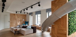 KI Design Office design an stylish Apartment with a Slide in Kharkov, Ukraine