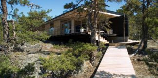 Low and as discretely as possible, while affording excellent views of the archipelago landscape
