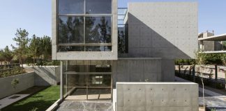 Concrete modern home has sunken courtyard to remain protected and unseen
