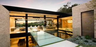 Hillcrest Residence in Beverly hills with a true water garden located in the middle of the house
