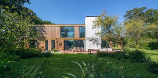 Woodpeckers timber frame house in the woods of New Forest District, United Kingdom