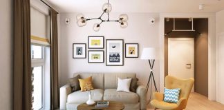 Calm and modern interior with the interesting details and décor for a young family