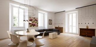 Roman apartment emphasize the original ancient structure through the addition of modern elements