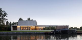 Modern VDB Residence: a long floating horizontal concrete framework made up by 2 volumes