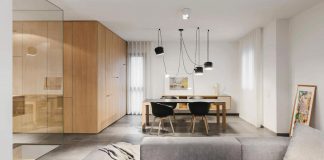 EP minimalist apartment designed by Manca Studio in shades of gray and wooden textures