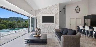 Several kinds of stone in various shades of grey were used for the Yallanbee Residence