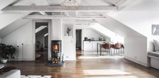 Stylescale designed an Scandinavian attic apartment with old and new materials and decorations