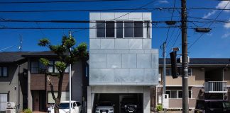 House in Japan covered with material that can withstand harsh climatic conditions