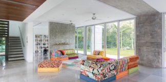 Inspiring Lacau Residence in Miami with many concrete elements and some colorful details