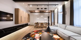 Stylish combination of new textures and materials with old elements of this historic apartment in Warsaw, Poland