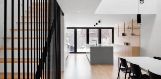 Somerville Residence by NatureHumaine: renovation a row house with a triple-height void topped by a skylight