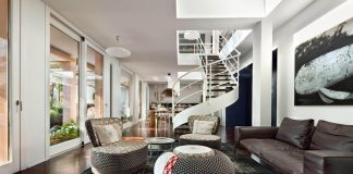 How to use the double height ceiling of a penthouse in a way that creates a sense of openness and transparency