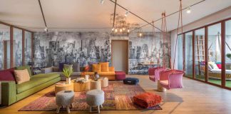 Creative and inspiring apartment with many contrasting colors and textures set together in a chic harmony