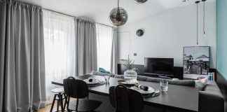Monte Cassino Apartment: oak wood, combined with black elements and green toned color