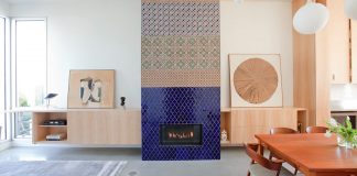 Multi-generational home using coloured glass mosaic chips embedded in the concrete floor