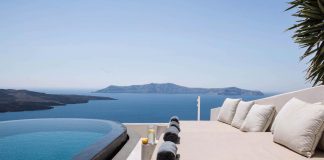 Stone-built suites with organic forms and smooth curves blended nicely with whitewashed walls combines simplicity with luxury