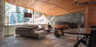Wine cellar and a space for intimate entertaining using the traditional mountain architecture