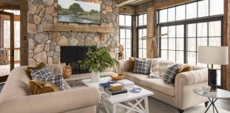 Beautiful cottage located in Woodland Shores designed by by Martha O’Hara Interiors