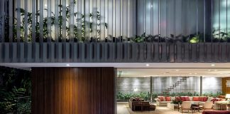 Large space where the boundaries between interior and exterior are diluted