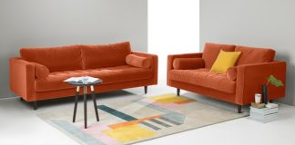burnt orange sofa